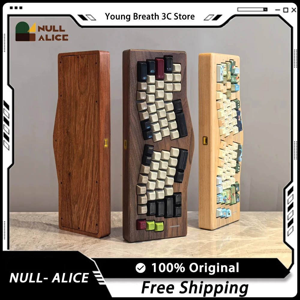 ZaoYi Null Alice Mechanical Keyboard Kit Three Mode Wireless Gaming Keyboard Hot Swap Custom Solid Wood Keyboard PC Accessories