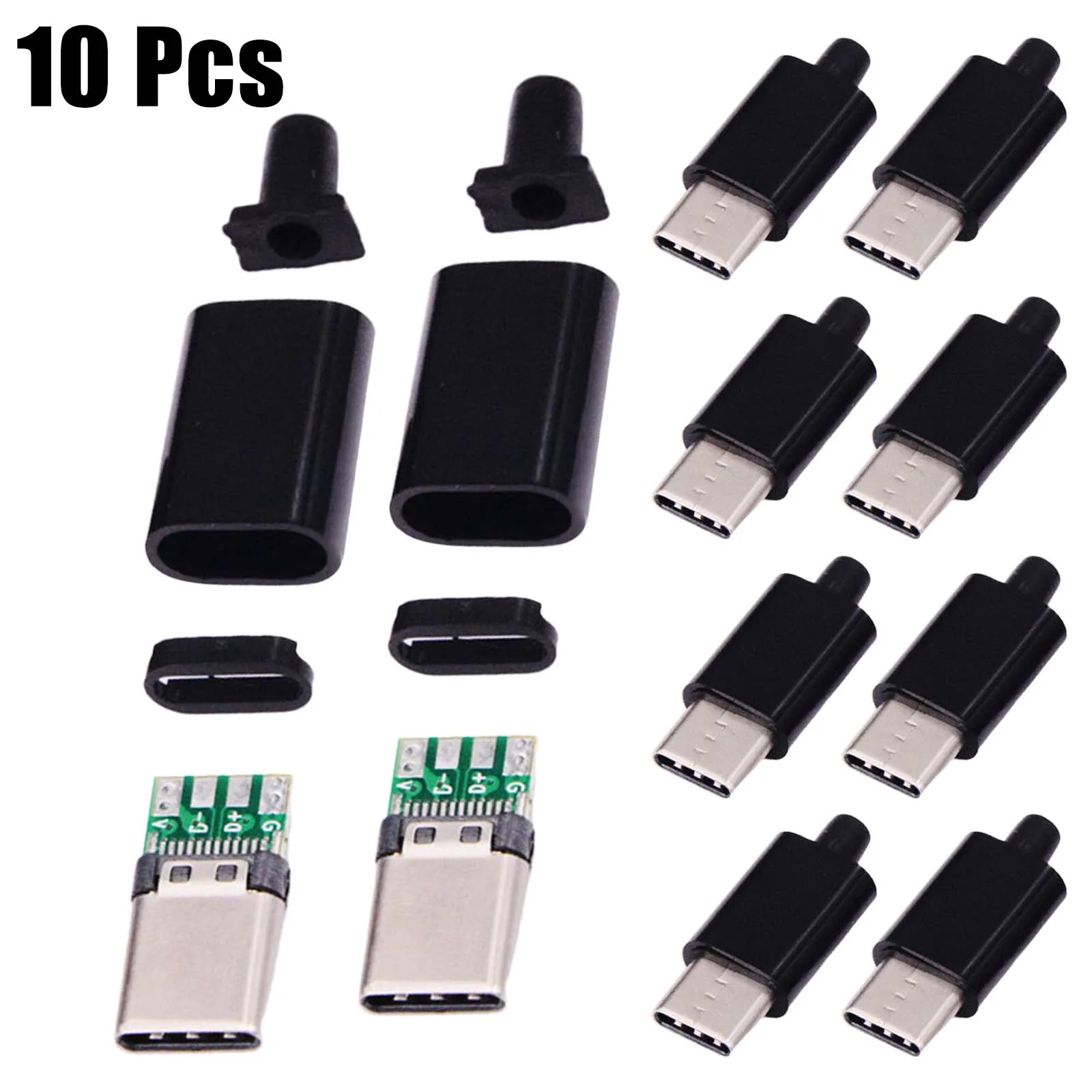 10pcs USB 3.1 Type- C Male Solder Terminal Connector With Green Board And 5V Rating For Stable Power And Data Use