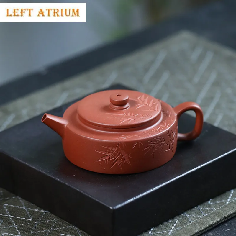 

140ml Chinese Yixing Purple Clay Teapot Kettle Handmade Bamboo Leaf Tea Pot Beauty Tea Infuser Raw Ore Zisha Tea Set Gifts