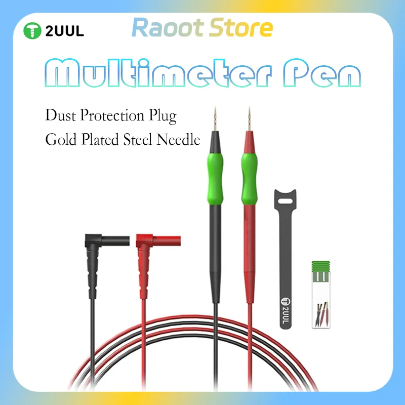 2UUL MT01 Universal Multimeter Pen Sharp with Dust Protection Plug Gold Plated Steel Needle Digital Multimeter Testing Probe