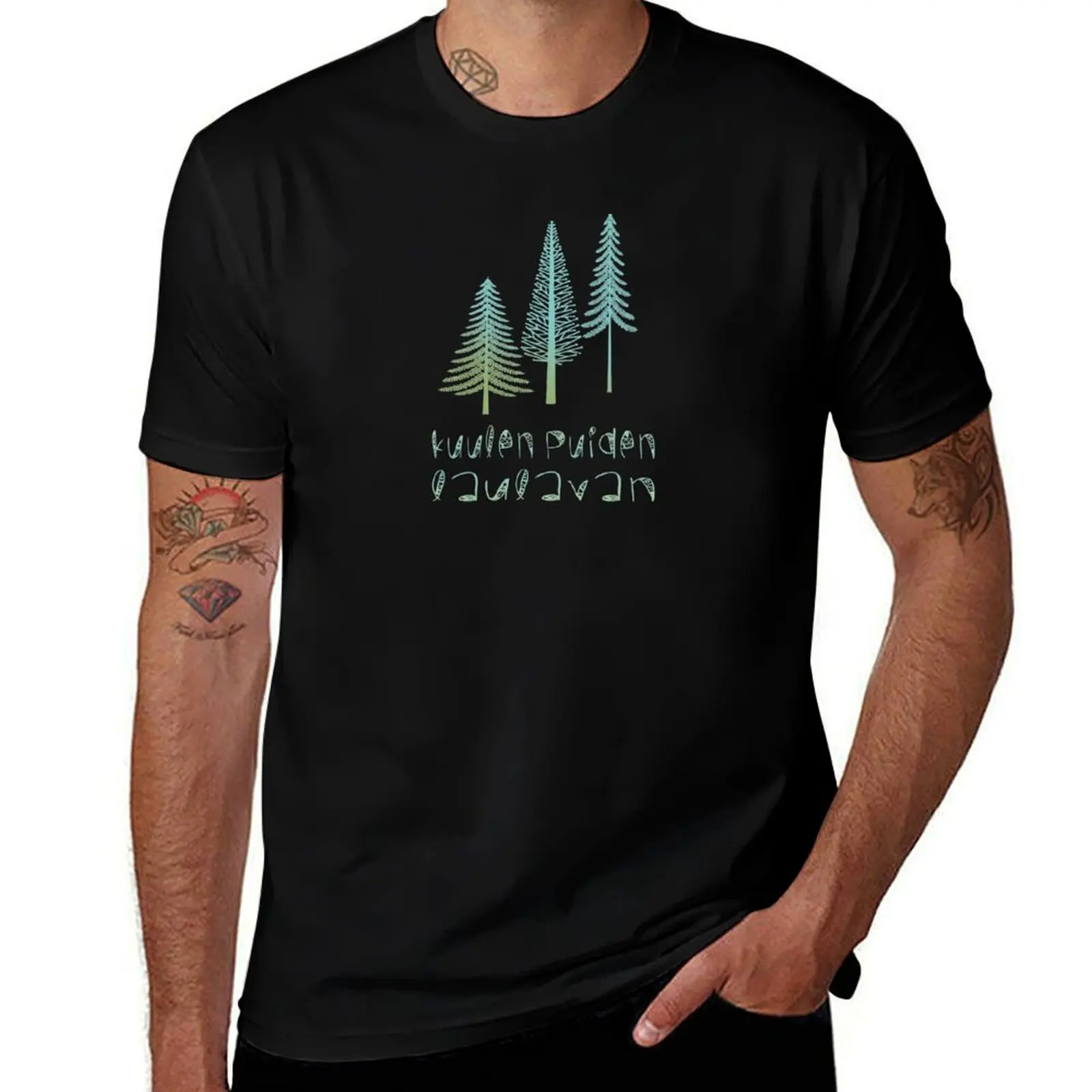 Abres Nature Scandinavian Forest T-Shirt Holiday Simple Tee Shirt