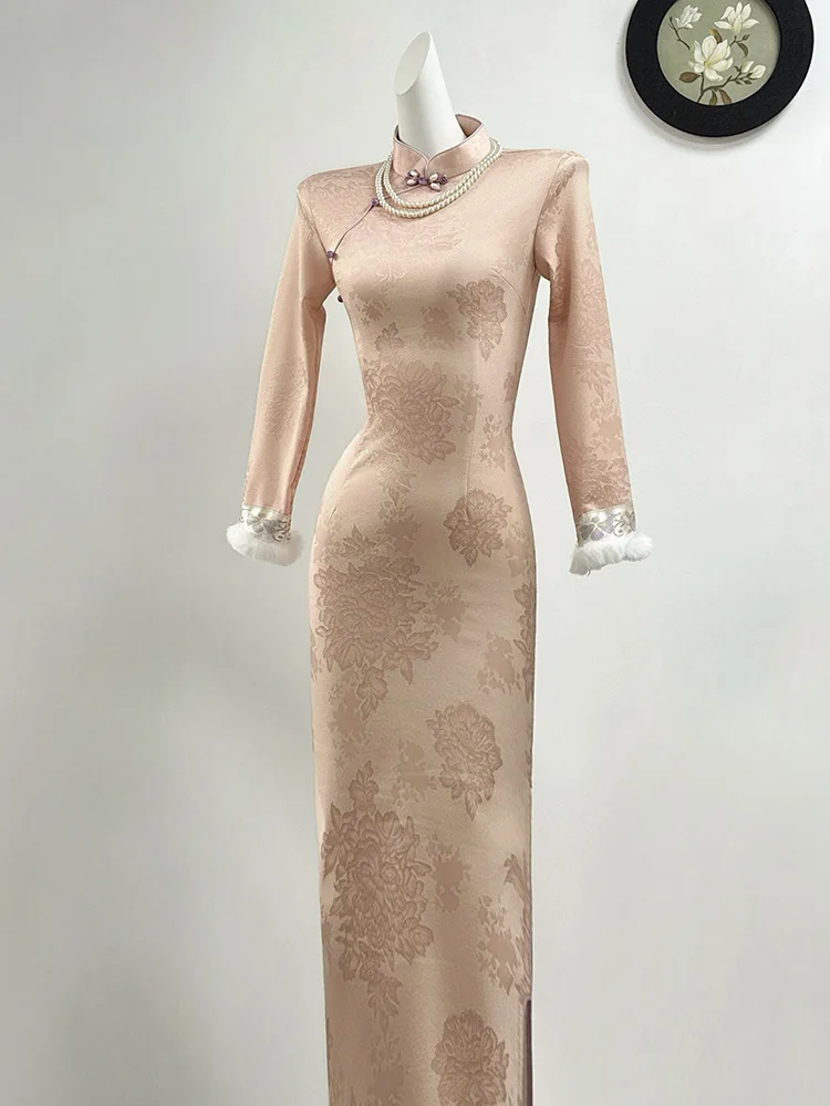 

Ele Light Pink Winter plus Size Fce Lined New Chinese Sle Republic Era Aosphere Women's Traditional Costume