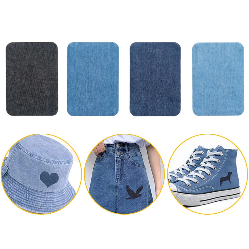 

20PCS Cotton Denim Patches Repair Kit Elbow Knee Iron On Denim Patches Clothes Stickers DIY Sewing Fabric