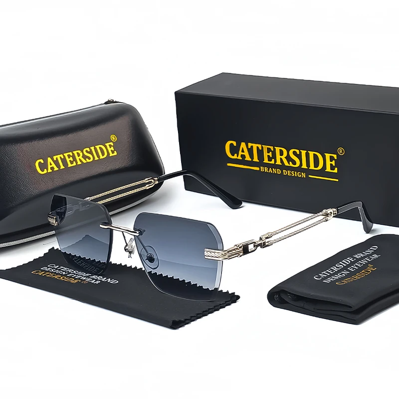 

Солнцезащитные очки-авиаторы Caterside без оправы, мужские очки в металлической оправе, женские очки с градиентом, UV400, очки для путешествий, отдыха, покупок на открытом воздухе