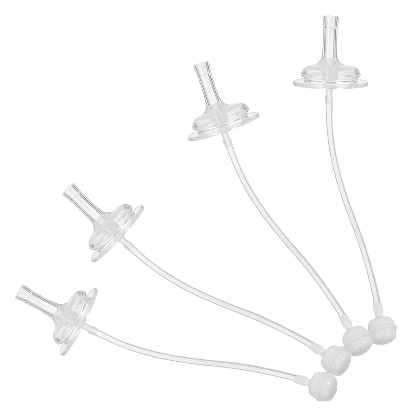 

4Pcs Premium Silicone Bottle Straw Durable Safe for Rounded Surface Easy to Use with Most Water Cups Transparent