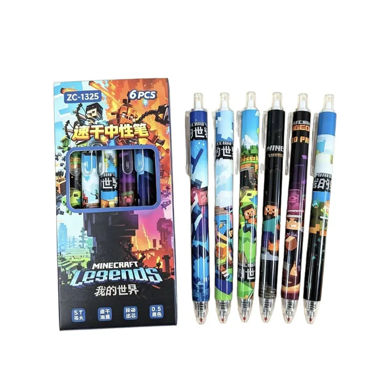 12pcs school supplies for Minecrafte black neutral pen black 0.5mm quick drying smooth cartoon - view 6