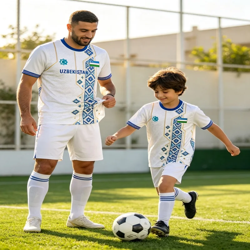 Family Matching Inspired National Style Floral Print Replica Football Jersey White Blue 10 Number Short Sleeve Sports Training