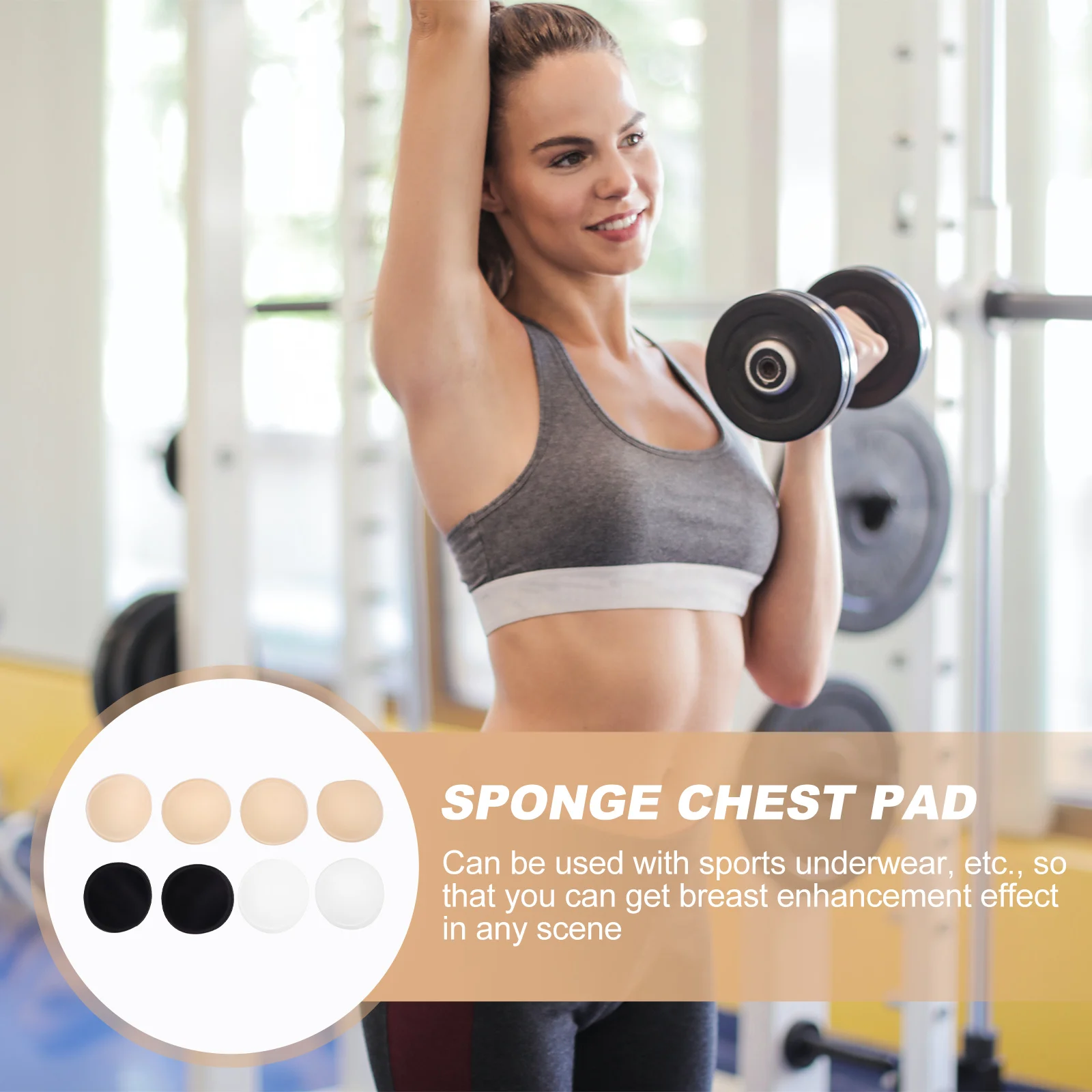 

4 Pairs Sweat Absorbing Chest Pads Black White Round Sponge Bra Inserts Reusable Washable Sports Underwear Enhancement Comfort