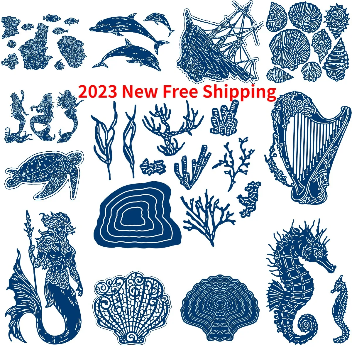 Hippo And Fried Seahorse Turtle Dolphin 2023 New Metal Cutting Dies For Diy Scrapbooking Crafts Maker Photo Album Handmade