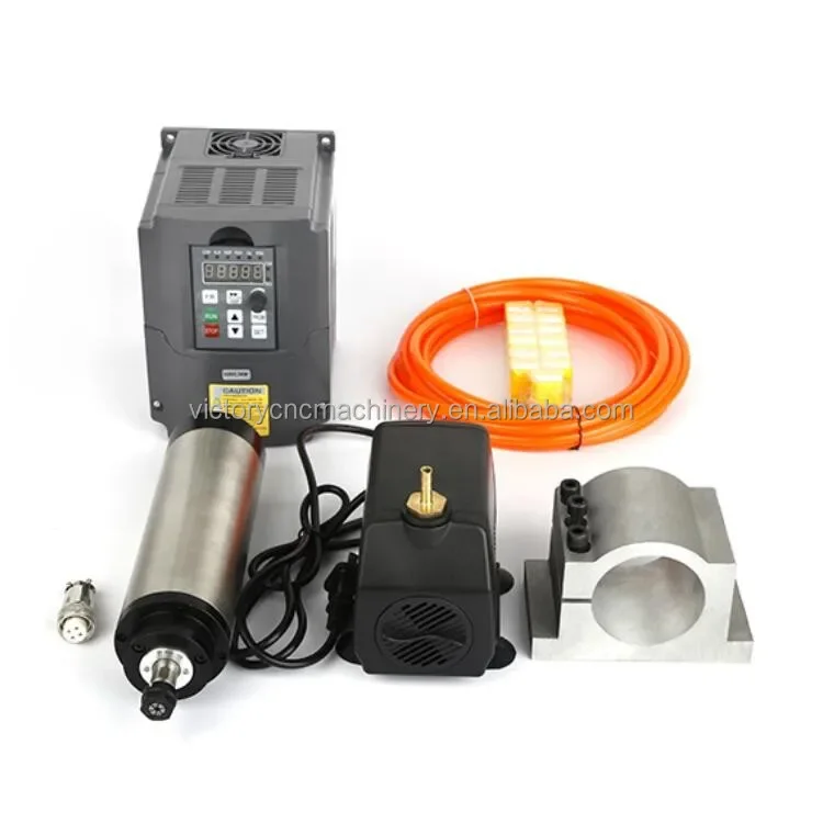 800W ER11 Water Cooled Machine Tool Spindle Kit 1.5KW Inverter 65mm Clamp 75W  Pump 5M  Pipes