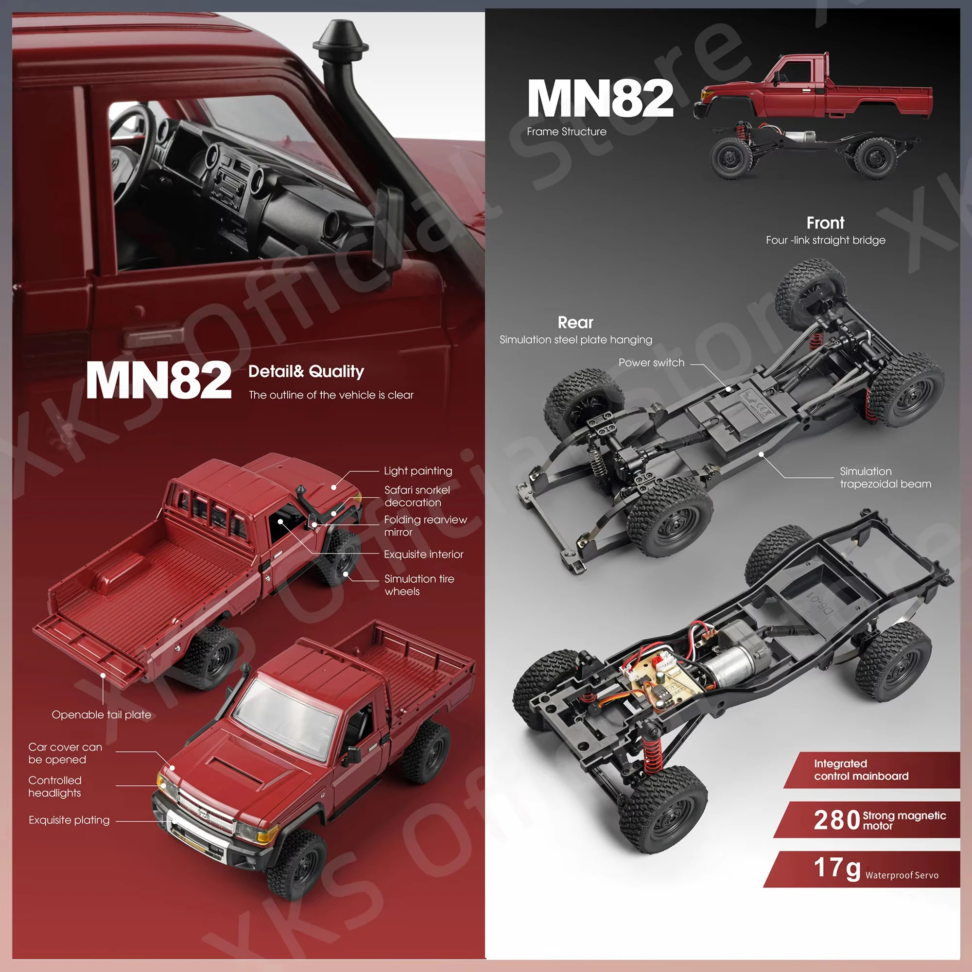 Mn82 Rc รถ 1:12 เต็มรูปแบบ 2.4G 4WD 280 มอเตอร์รีโมทคอนโทรล Off-Road รถกระบะรถบรรทุกรุ่นรถสําหรับชายผู้ใหญ่ของขวัญ