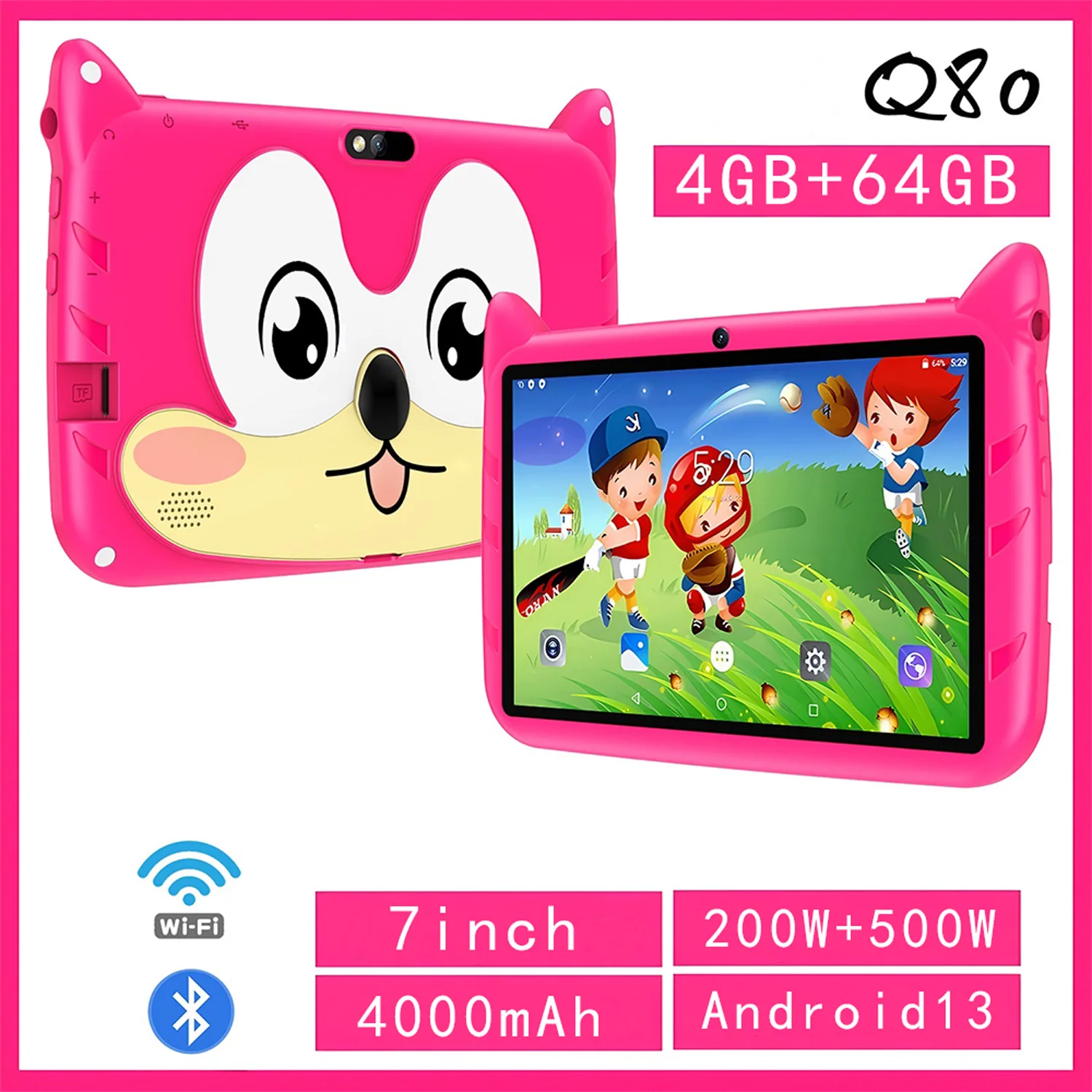 Nieuwe 7 Inch 5G WiFi Kids Tablets Android 13 Quad Core 4GB + 64GB ROM Bluetooth Leren Onderwijs Kinderen Tablet PC 4000mAh