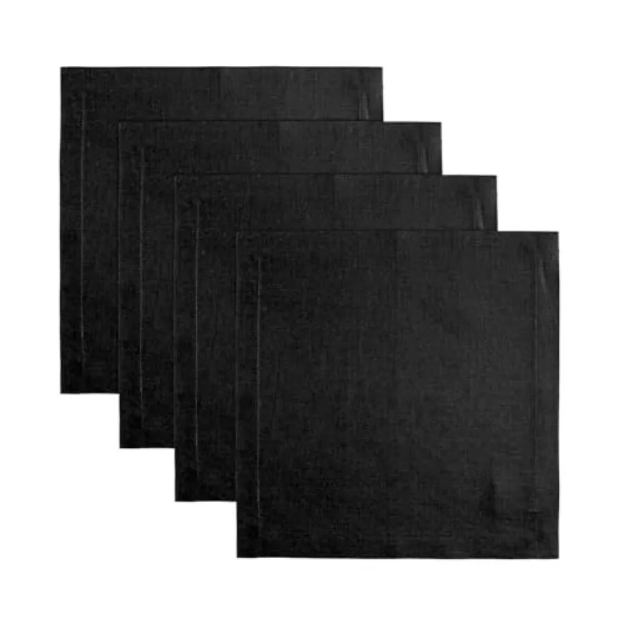 

Black Placemats Set of 4-100 Pure Linen 14 x 14 Inch for Winter Easter Fete Handcrafted Machine Washable