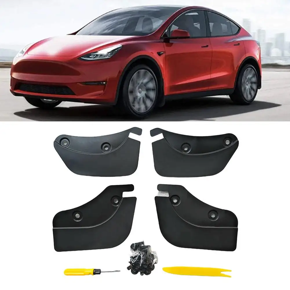   ل تسلا هايلاند Y جونيبر 2021-2025 4 قطعة اللوحات الطينية غير مرئية عجلة واقيات الطين TPE Mudflaps اكسسوارات السيارات Y4V4