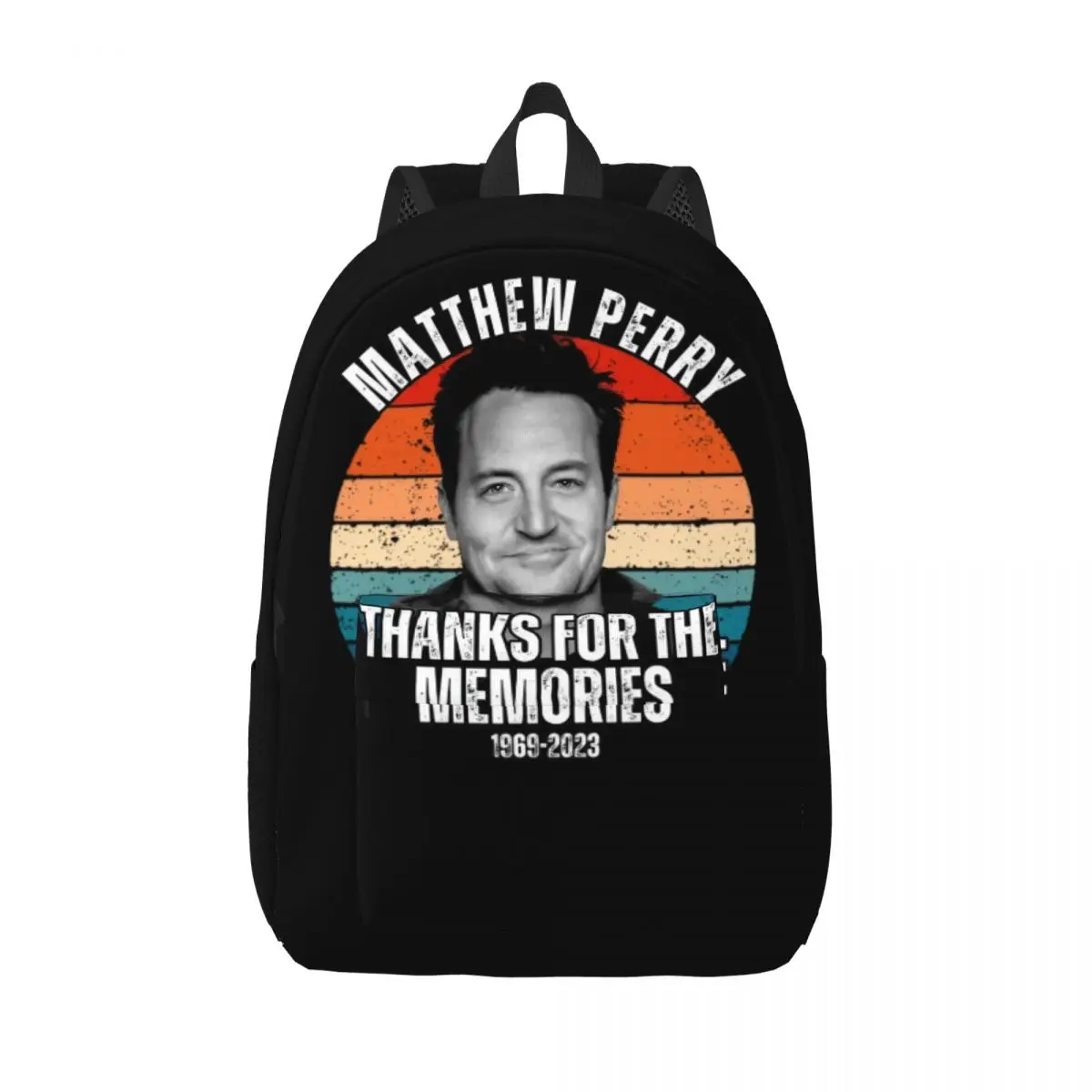 Matthew Perry Chandler Bing Memoriam Backpack for Men Women Casual High School Business Daypack College Shoulder Bag Gift