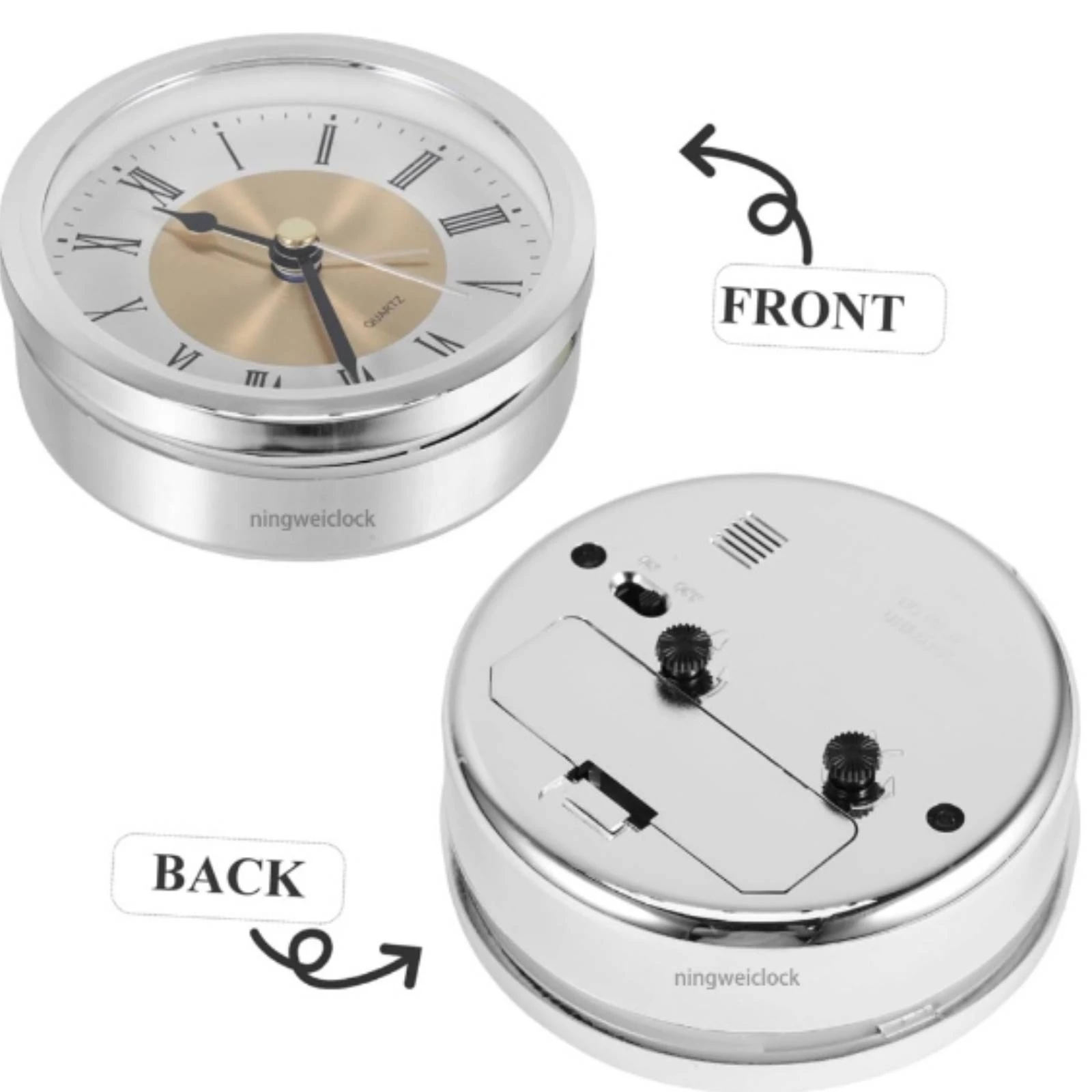 Quartz Alarm Timepiece Component Insert Screw-Fixed Home Timepiece