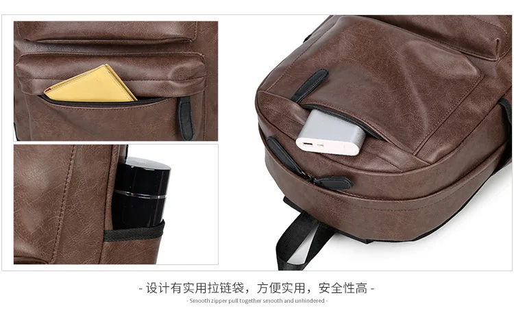 男性用ラップトップバックパック大型レザー防水旅行リュックサックスクールブラックバッグソフト新しい調節可能なストラップレザーバックパックボルサ