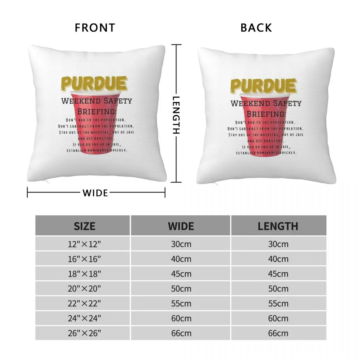 Purdue Weekend Safety Briefing Square Pillowcase Polyester Linen Velvet Pattern Zip Decorative Car Cushion Cover Wholesale