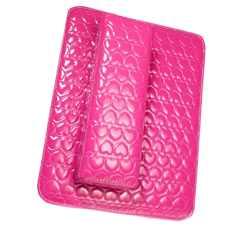 

1Set Nail Art Hand Pillow PU Wrist Cushion Set Arm Rest Mat for Manicure Comfort Rosy Design Manicure Cushion