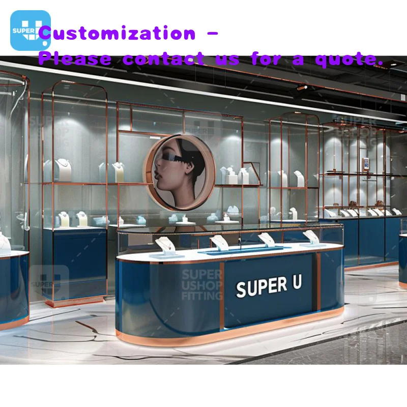 

custom.Fine Jewelry Store Display Furniture Lockable Necklace Glass Showcase Counter Customized Jewelry Kiosks Mall
