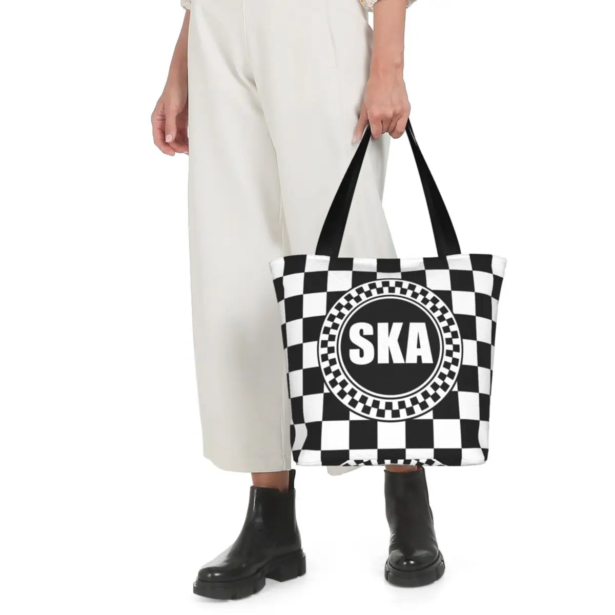 Bolso de mano con cremallera para mujer, bolsa de hombro con logotipo de ska-rock SKA, 2 tonos de música, Ulzzang, elegante, 2 tonos