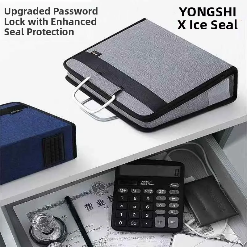 Office Stamp Storage Box Copy with Password Lock Stamp Bag License Storage Organizer Business Supplies Document Case