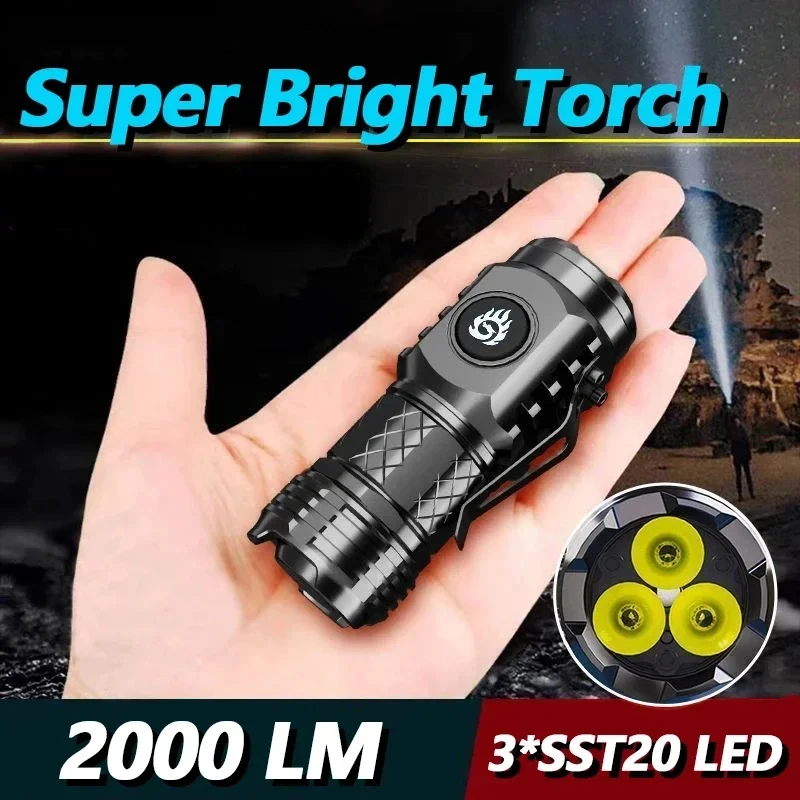 KDULIT Three-Eyed Monster Mini LED Flashlight Built-in Battery Type-C Rechargeable Torch Outdoor Emergency Camping Lantern