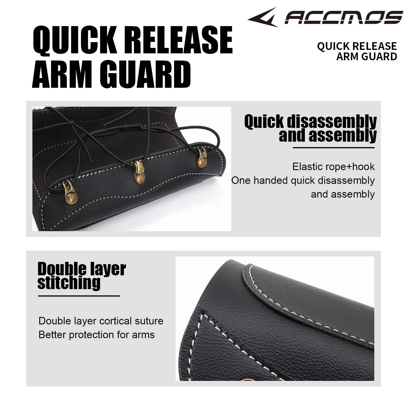 ACCMOS Leder-Armschutz für Bogenschießen, Fleece-Gefüttert, Verstellbarer Schnür-Armschutz für Traditionelle Recurve-Bögen – Detail 5