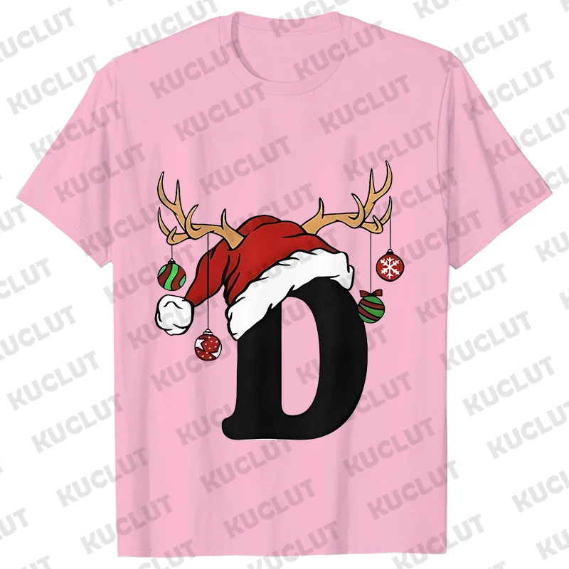 Christmas 26 Letters T-shirt Women Harajuku Fashion Trend Xmas Graphic Short Sleeve Tees Merry Christmas Party Female Clothing