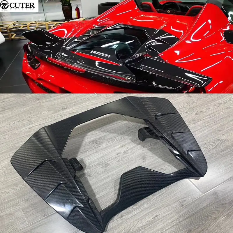 488 Gtb Carbon Fiber Transparent Rear Engine Hood Bonnet for Ferrari 488 Car Body Kit