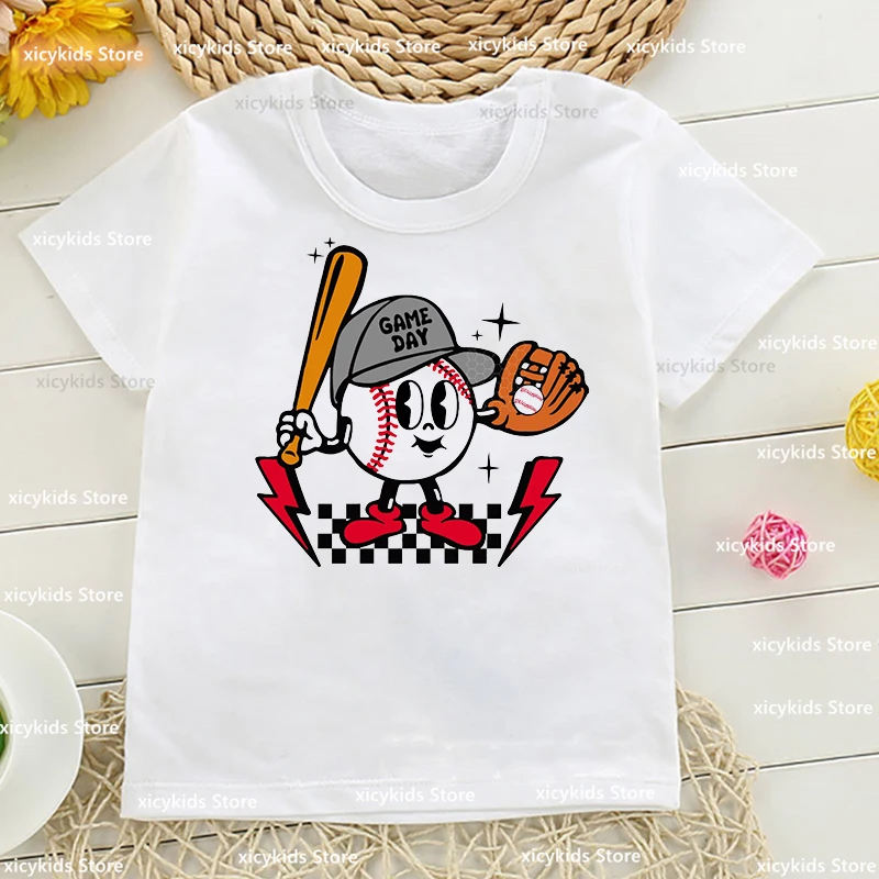 

New Children'S Tshirt Baseball Take Me Out To The Ballgame Graphic Print Boys T-Shirt Fashion Boy Yellow Shirt high quality Tops