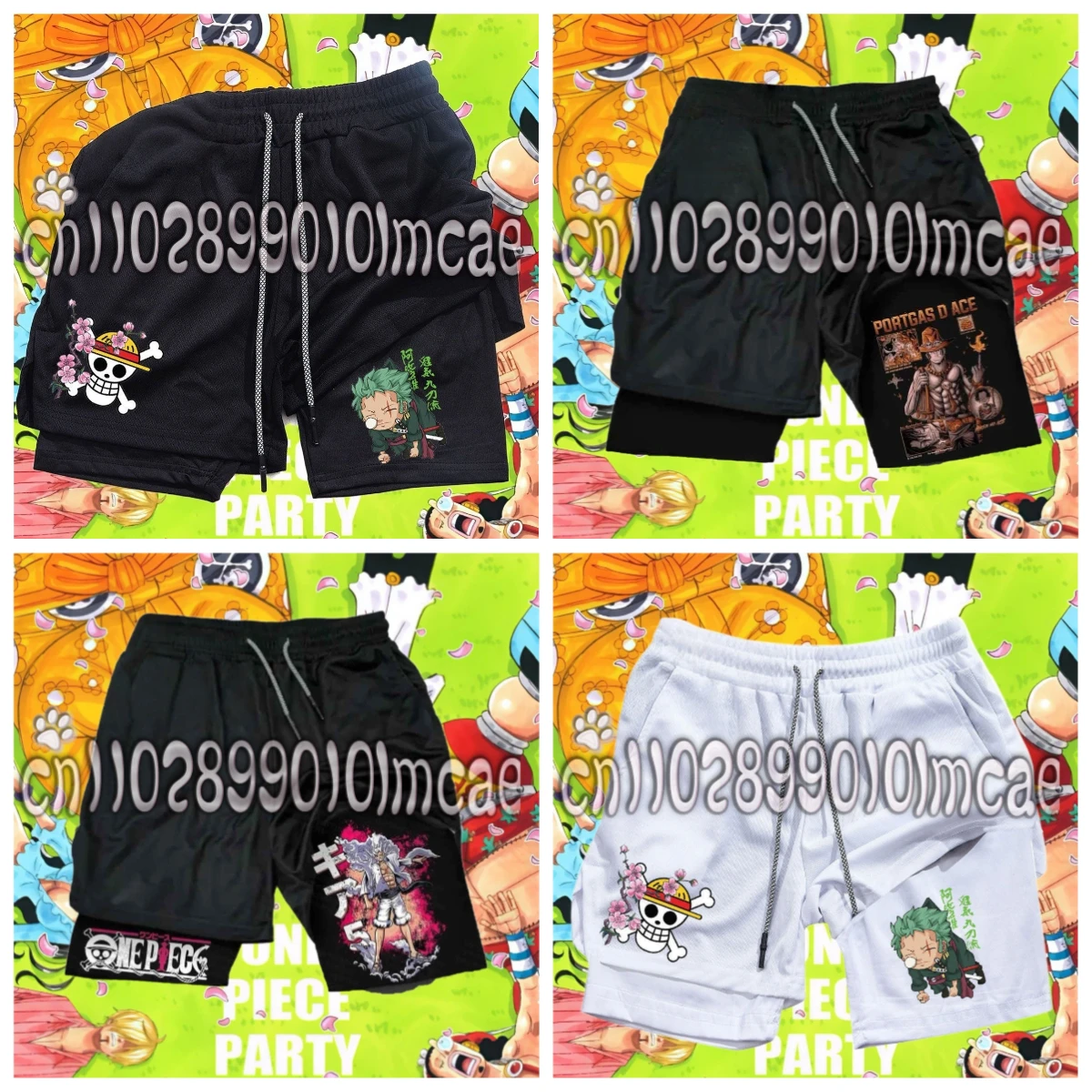 

25/26 Мужские цельные шорты в стиле аниме с принтом 2-в-1, компрессионные шорты для спортзала, быстросохнущие эластичные шорты для бега для тренировок и фитнеса