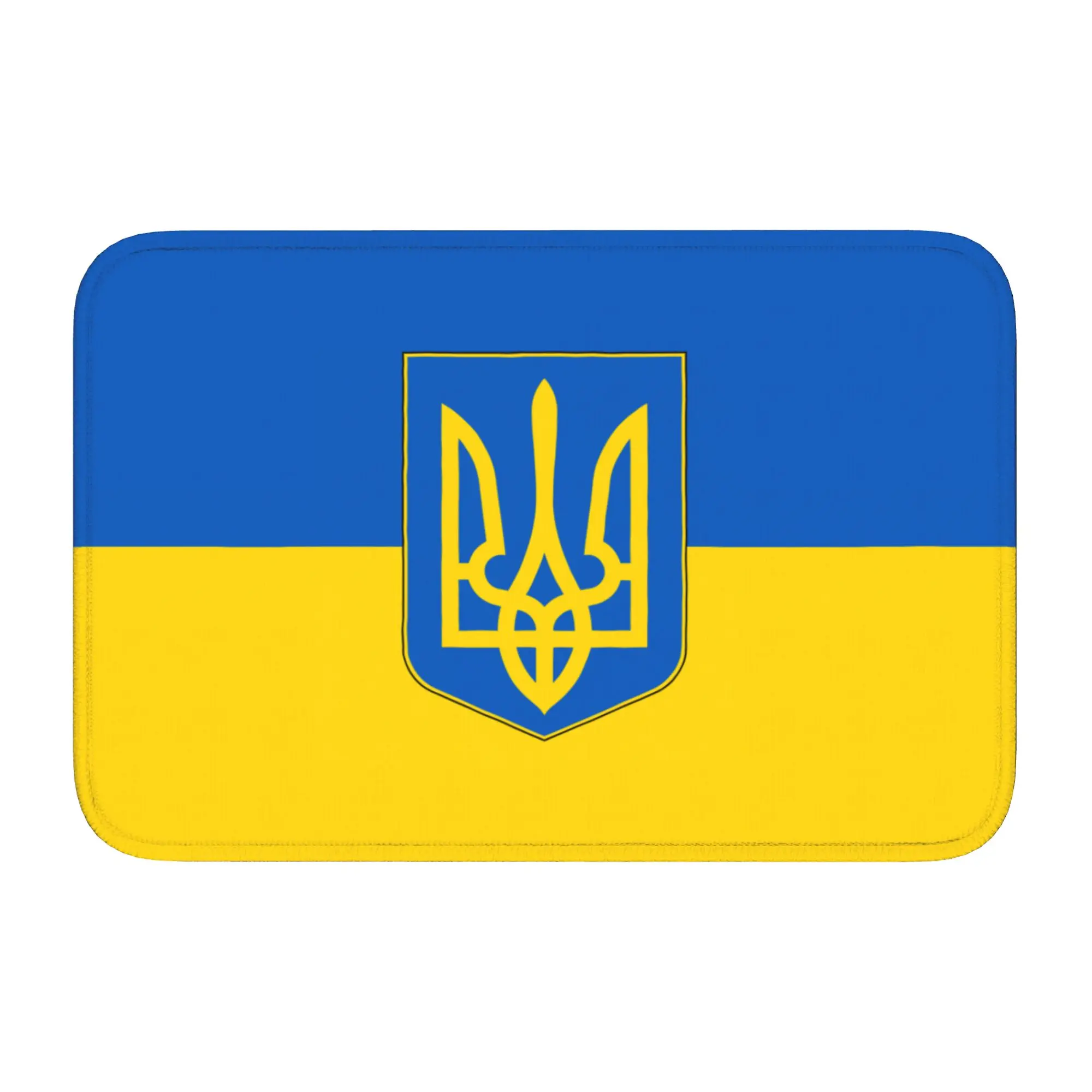 Custom Flag of Ukraine Front Door Mat Anti-Slip Indoor Waterproof Patriotic Doormat Kitchen Balcony Entrance Rug Carpet