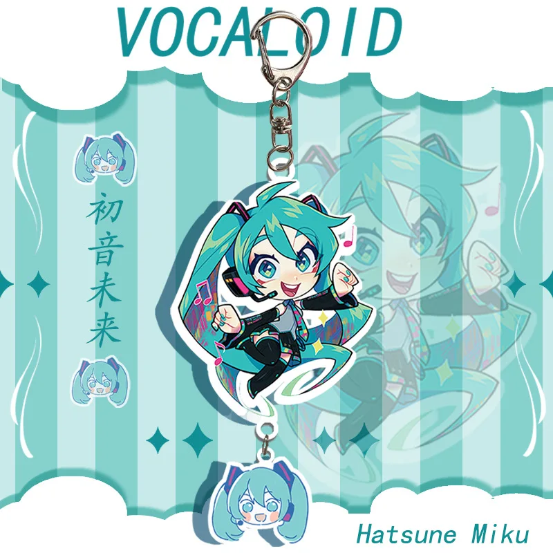 Anime Baru Hatsune Miku Kaito Rin Len Luka MEIKO Kawaii Versi Q Angka Gantungan Kunci Akrilik Liontin Model Mainan Hadiah Boneka