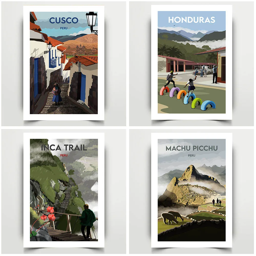 

Cusco,Honduras,Inca Trail Machu Picchu Travel Wall Art Print Peru Travel Souvenir Art Poster And Print Home Decoration Unframed