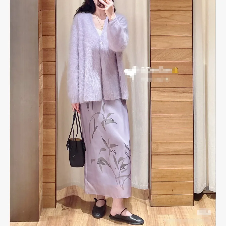 Withered Oriental Artistic Conception Elegant Bamboo Forest Silk Organza Slit Skirt Skirt Woman Clothing Faldas Skirts