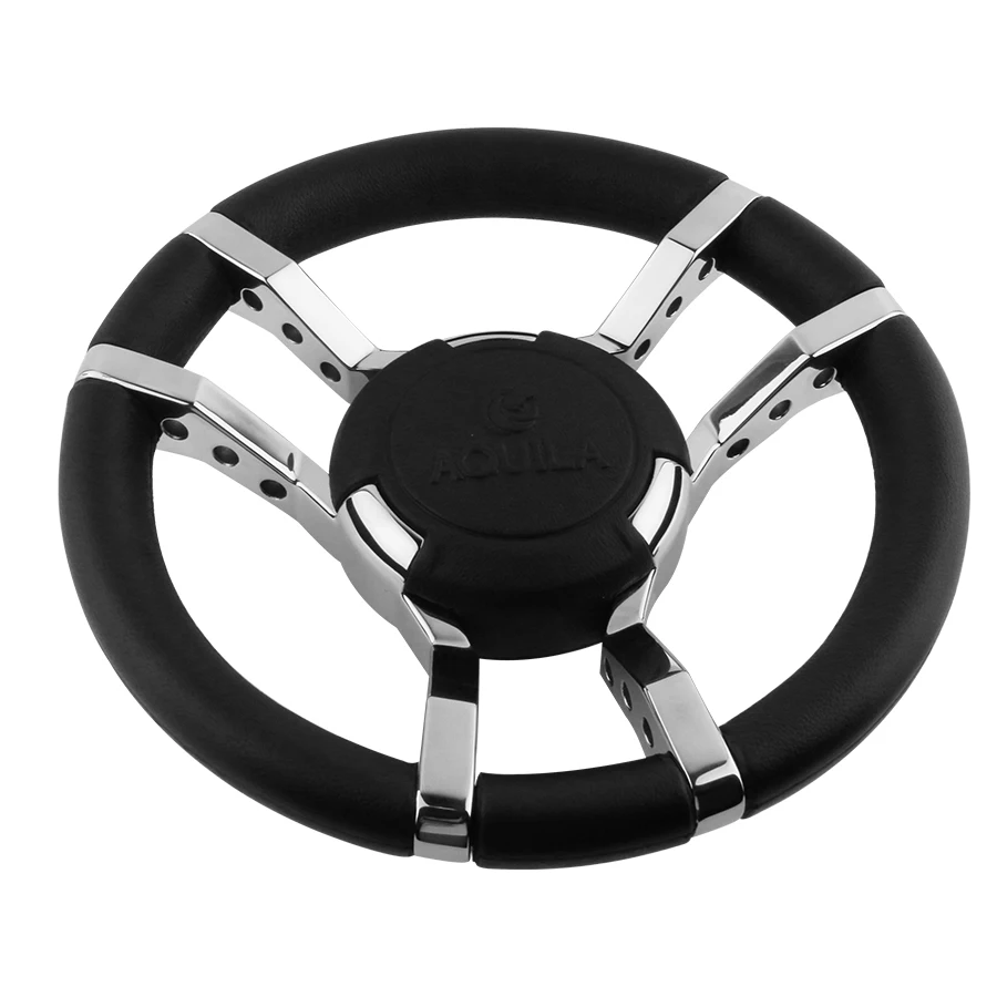Marine Boat Accessories Yacht Speedboat UV Resistant Leather Electroplating Stainless Steel Luxury Steering Wheel Marine