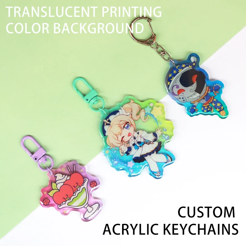 

Custom Translucent Printing Keychains Cartoon Photo Logo Customized Anime Charms Clear Acrylic Personalized Designer Key chain