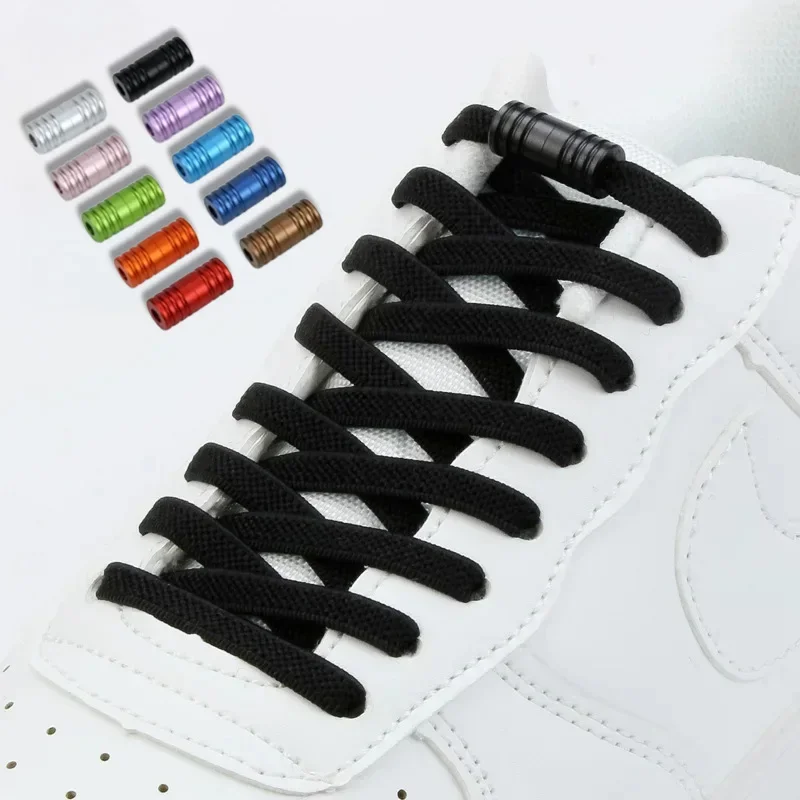 1Pair Elastic Tieless Shoelaces Shoe Laces No Tie Shoelace for Kids and Adult Sneakers Quick Lazy Metal Lock Laces Shoe Strings