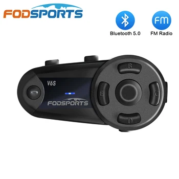 Fodsports V6S kask domofon motocyklowy zestaw słuchawkowy bluetooth bluetooth 1000m IP65 wodoodporny domofon bezprzewodowy BT5.0 z funkcją radia FM, port ładowania USB typu C.