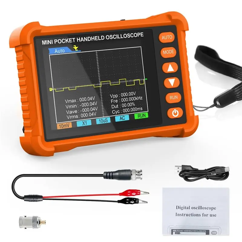 

AA81-Ручной цифровой осциллограф 250 кГц 2,5 мс/с АВТО-набор 2,8 дюйма ЖК-дисплей ± 40 В перезаряжаемая 3 часа батарея для ремонта и образования