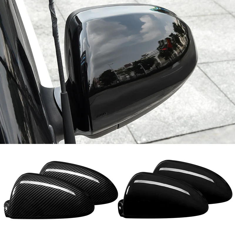 Rearview Mirror Cover Caps Exterior Car Sticker Accessories For Smart 451 Fortwo Bright Black Carbon Look Side Mirror Case Trim