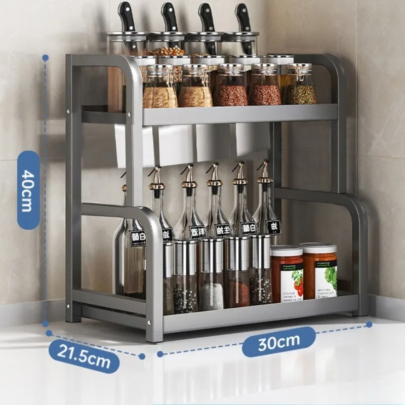 

Устойчивая кухонная подставка, многофункциональная, для специй, многоярусная, настольная, для хранения палочек для еды, держатель для ножей, из нержавеющей стали, для масла