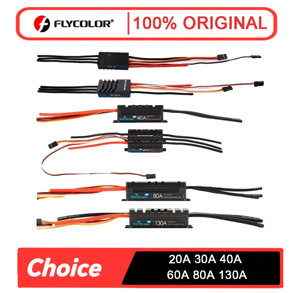 

FLYCOLOR WinDragon 20A 30A 40A 60A 80A 130A ESC 2-6S Бесщеточный регулятор скорости для радиоуправляемого самолета Вертолет с фиксированным крылом
