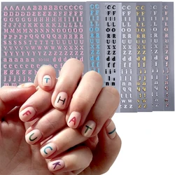 3/7pcs English Letter Nail Stickers Golden Silver Black Alphabet Design Nail Decal Sliders Manicure Decor For Nail Tips Beauty