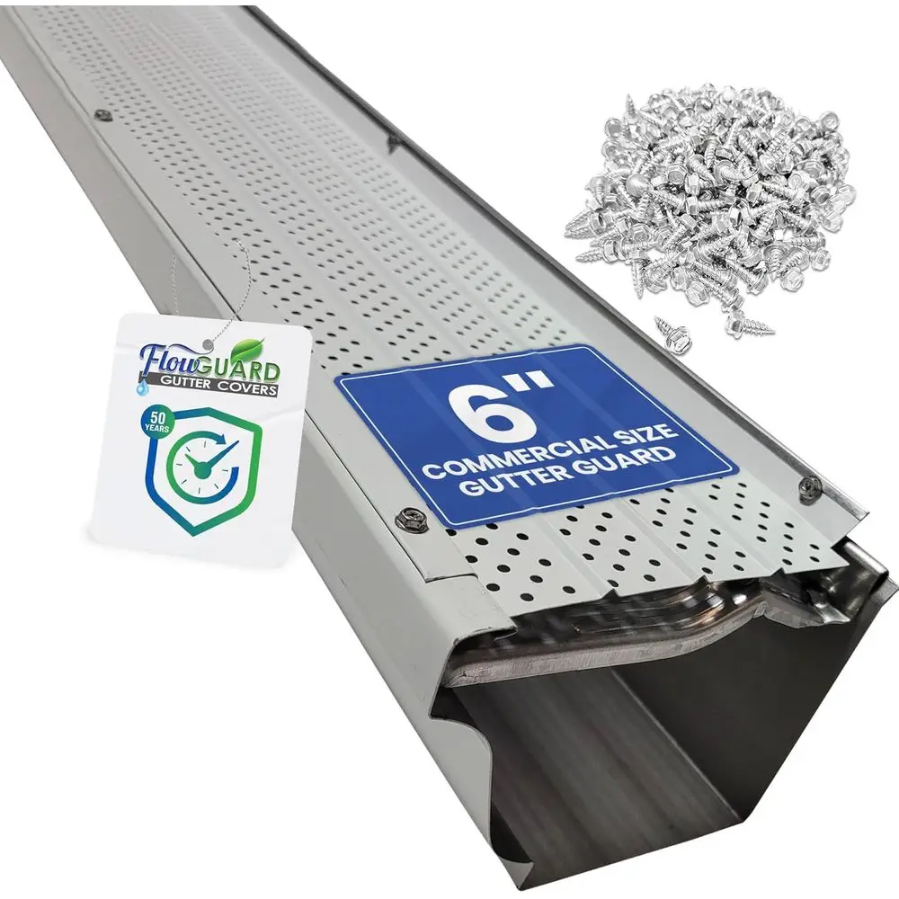 

Профессиональная 6-дюймовая система крышки желоба «сделай сам», 50 лет, белая алюминиевая защита желоба, 102 фута от FlexxPoint