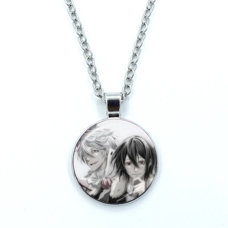 Anime Dazai Osamu Fyodor and Nikolai Gogol Cat Glass Dome Cabochon Pendant Fashion Crystal Jewelry