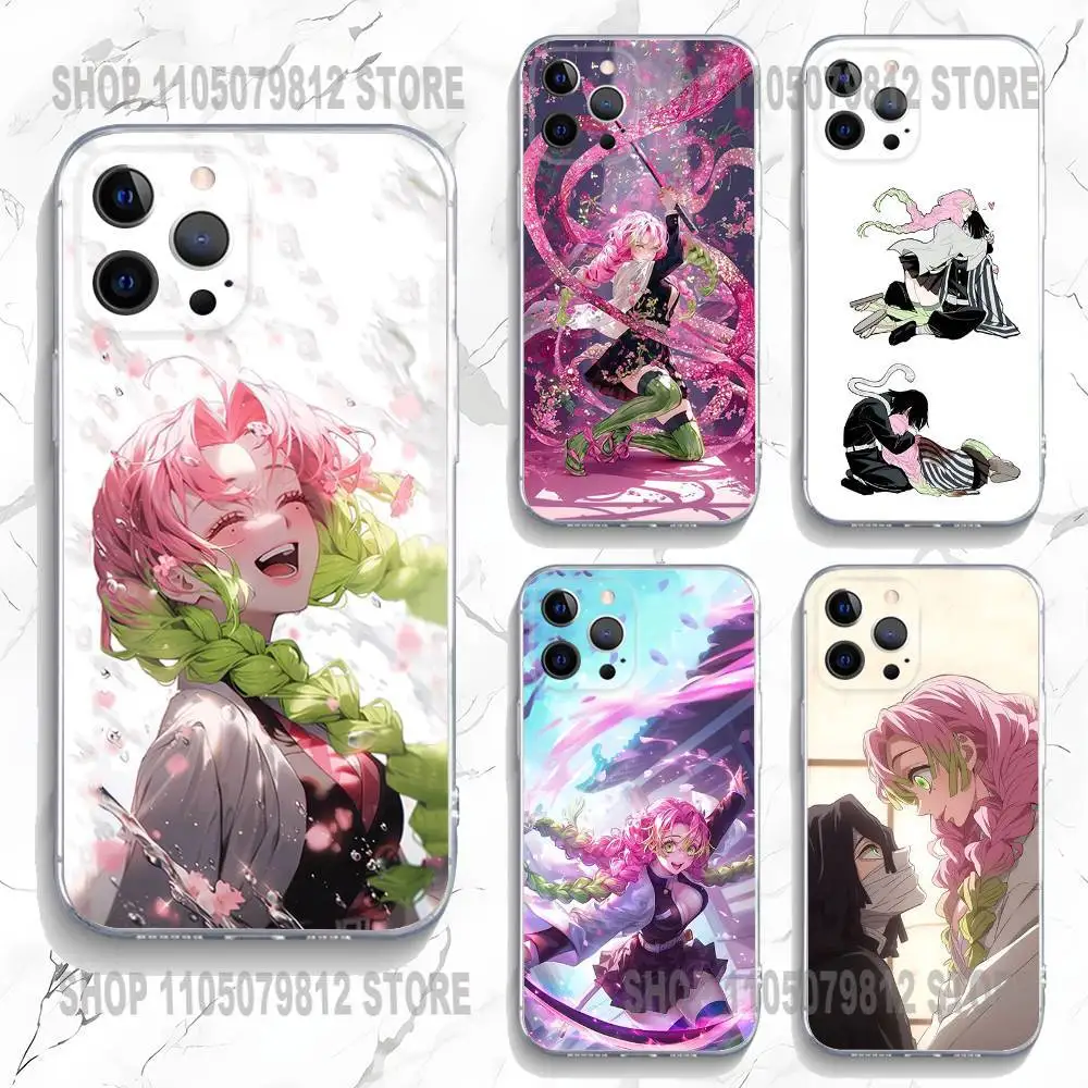 

D-Demon S-Slayer Mitsuri Obanai Phone Case For iPhone 17 16,15,14,13,12,11 Plus,Pro,Max,XR,Plus,E,Mini Transparent Soft Cover