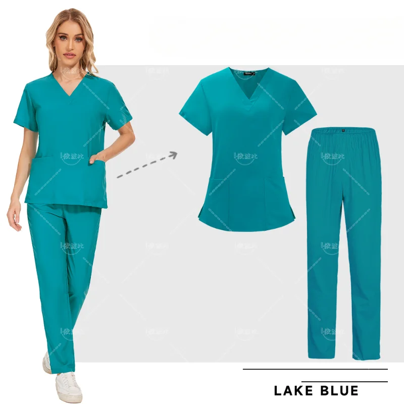 Scrubs Medical Uniforms Women Nurse Uniform Thin Breathable Medical Scrub Tops Elastic Scrubs Pants Doctor Workwear Spa Overalls