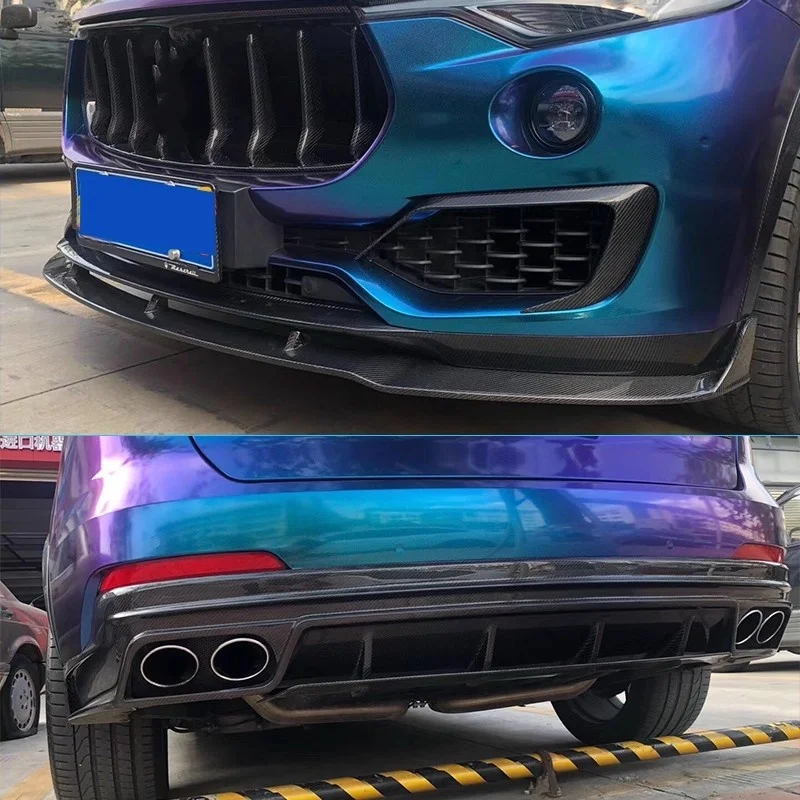 Carbon fiber Front Rear Lip Side Skirt for Maserati Levante Modified Tail Wing Eyebrow Dood Handle Cover Grille Body kit